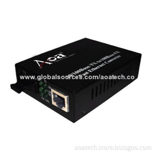 Fiber media converter, twist-pair, 10/100base-TX cable to 100base-FX multi-mode fiber opticNew